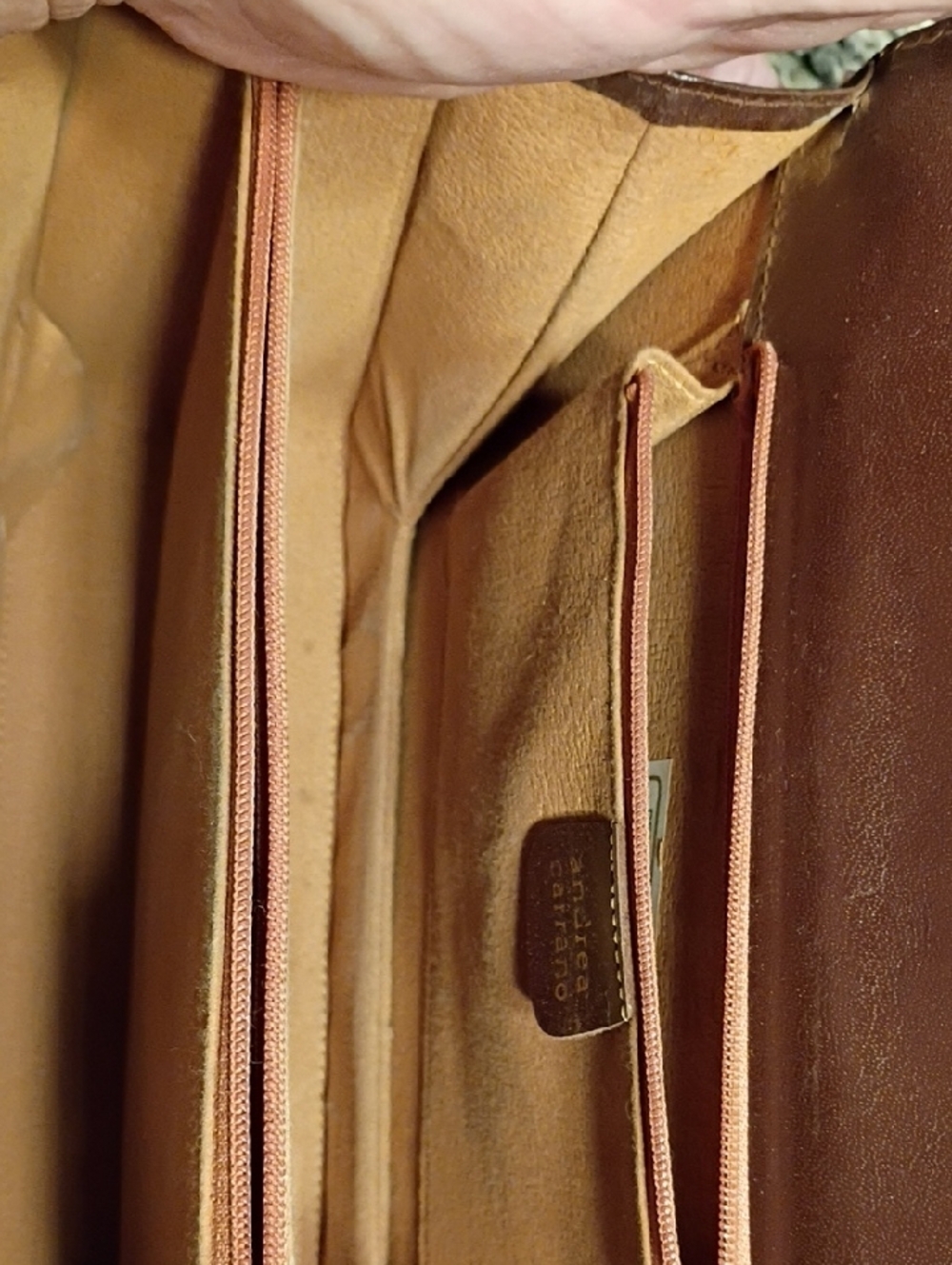 Croc-Embossed Two-Tone Brown Top-Handle Satchel - Picture 8 of 13